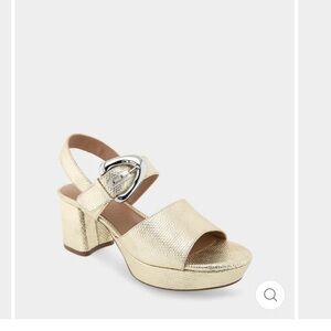 Sexy  Quarter Strap Platform  in Soft Gold Canvas Faux Leather Canvas Fabric